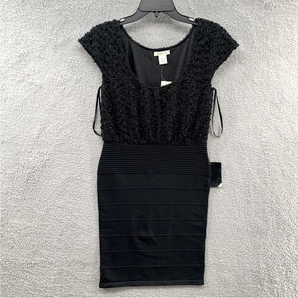 Arden B Women’s Black Sleeveless Bodycon Blouson Embellished Mini Party Dress M